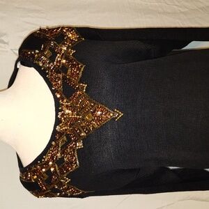 Vintage Trimmings Beaded Sequin Sweater Womens L Rose Gold Long Sleeve Holidays